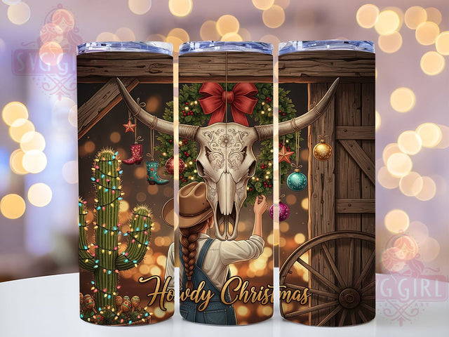 Howdy Cowgirl Christmas Tumbler, Western Holiday Wrap, Country Cowgirl Mug Design, Sublimation Wrap, Rustic Drinkware, Festive Western Gift, Sparkly Christmas Cup Sublimation SvggirlplusArt 