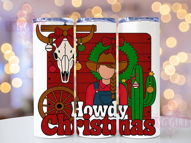 Howdy Cowgirl Christmas Tumbler, Western Holiday Wrap, Country Cowgirl Mug Design, Sublimation Wrap, Rustic Drinkware, Festive Western Gift, Sparkly Christmas Cup Sublimation SvggirlplusArt 