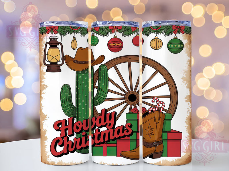 Howdy Cowgirl Christmas Tumbler, Western Holiday Wrap, Country Cowgirl Mug Design, Sublimation Wrap, Rustic Drinkware, Festive Western Gift, Sparkly Christmas Cup Sublimation SvggirlplusArt 