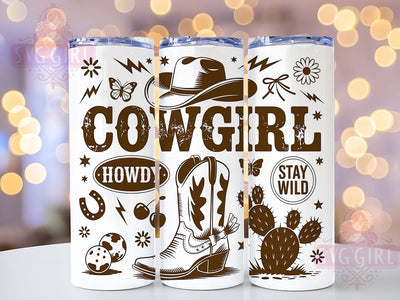 Howdy Cowgirl Flag 20oz Tumbler Wrap, Stay Wild Design, Retro Western Theme, Patriotic USA Sublimation, American Flag Wrap, 20oz Tumbler Design, PNG Tumbler Wrap Sublimation SvggirlplusArt 