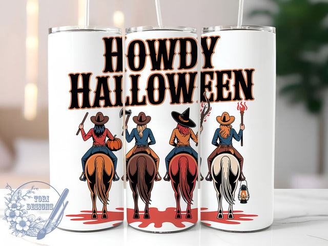 Howdy Cowgirl Halloween Tumbler, Cowgirl Halloween Cup, 20Oz Tumbler Wrap, Western Halloween Drinkware, Sublimation Tumbler Design, Spooky Cowgirl Mug, Retro Western Tumbler Sublimation ToriDesigns 