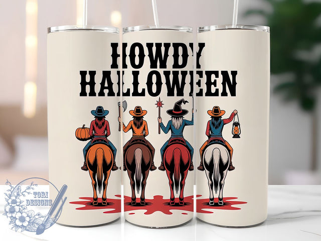 Howdy Cowgirl Halloween Tumbler, Cowgirl Halloween Cup, 20Oz Tumbler Wrap, Western Halloween Drinkware, Sublimation Tumbler Design, Spooky Cowgirl Mug, Retro Western Tumbler Sublimation ToriDesigns 