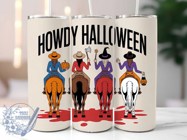 Howdy Cowgirl Halloween Tumbler, Cowgirl Halloween Cup, 20Oz Tumbler Wrap, Western Halloween Drinkware, Sublimation Tumbler Design, Spooky Cowgirl Mug, Retro Western Tumbler Sublimation ToriDesigns 
