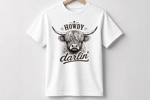 Howdy Darlin Highland Cow PNG | Western Highland Cow Sublimation PNG SVG BillahCrafts 