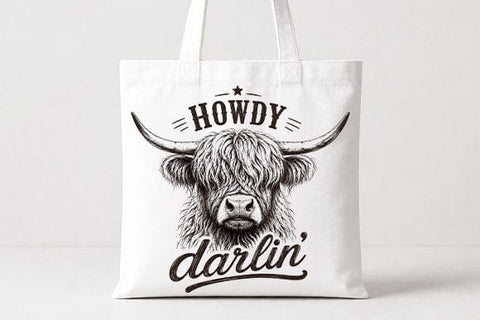 Howdy Darlin Highland Cow PNG | Western Highland Cow Sublimation PNG SVG BillahCrafts 