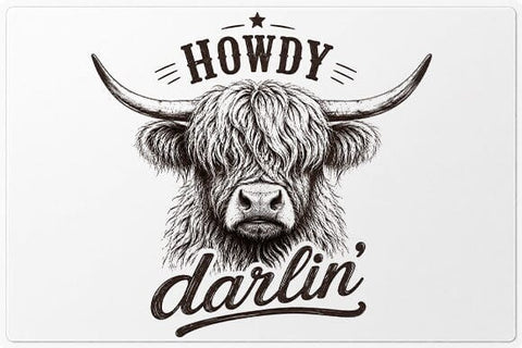 Howdy Darlin Highland Cow PNG | Western Highland Cow Sublimation PNG SVG BillahCrafts 