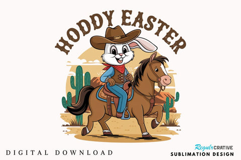 Howdy Easter Western Easter Bunny PNG Sublimation Design Sublimation Regulrcrative 