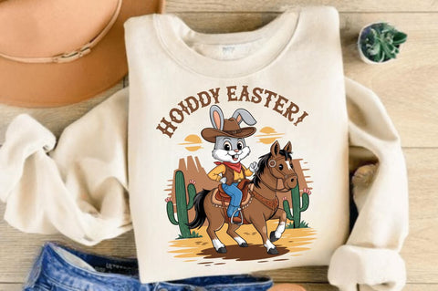 Howdy Easter Western Easter Bunny PNG Sublimation Design Sublimation Regulrcrative 