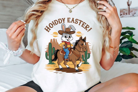 Howdy Easter Western Easter Bunny PNG Sublimation Design Sublimation Regulrcrative 