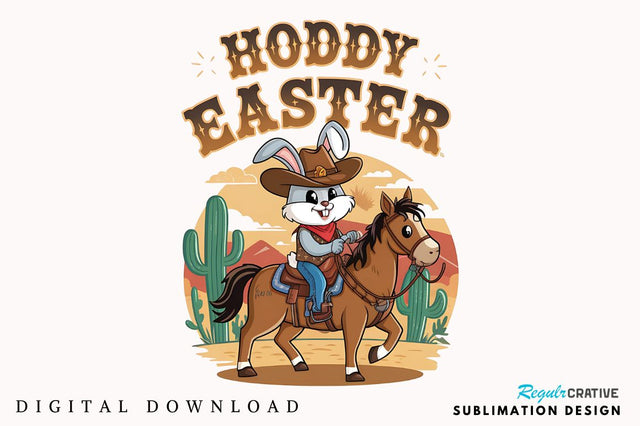 Howdy Easter Western Easter Bunny PNG Sublimation Design Sublimation Regulrcrative 