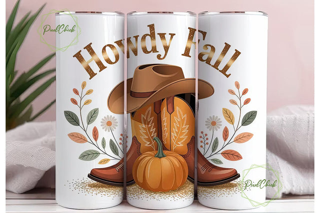 Howdy Fall 20oz Tumbler Wrap Sublimation PixelChick 