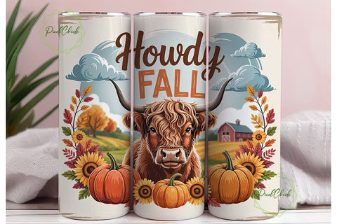 Howdy Fall Cow 20oz Tumbler Wrap Sublimation PixelChick 
