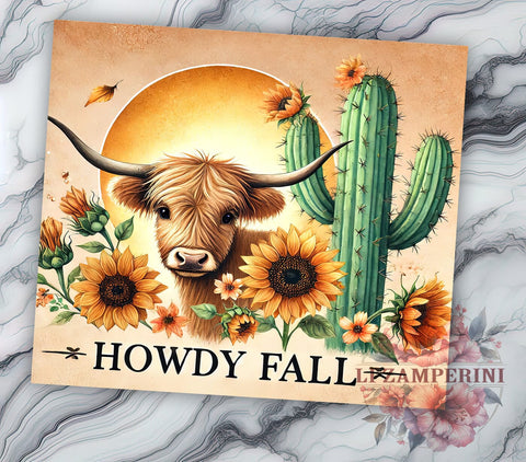 Howdy Fall Highland Cow Tumbler Wrap, Highland Cow Tumbler, Howdy Fall, 20oz Tumbler Wrap, Sublimation Design, Western Decor, Autumn Drinkware, Cute Cow Gift Sublimation Li Zamperini 
