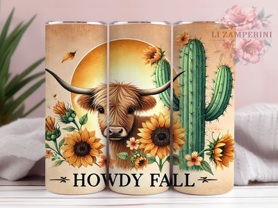 Howdy Fall Highland Cow Tumbler Wrap, Highland Cow Tumbler, Howdy Fall, 20oz Tumbler Wrap, Sublimation Design, Western Decor, Autumn Drinkware, Cute Cow Gift Sublimation Li Zamperini 