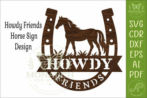 Howdy Friends Horse Sign SVG Western Ranch Decor Horseshoe SVG APInspireddesigns 