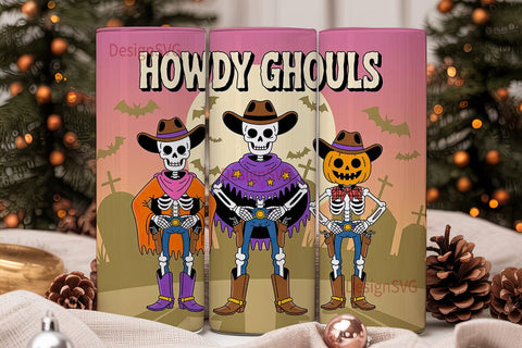 Howdy Ghouls 20oz Tumbler Wrap Sublimation DesignSVG 