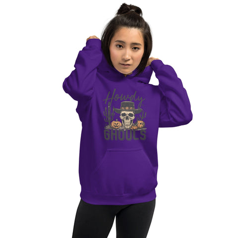 Howdy Ghouls Edgy Country Halloween Hoodie Physical Crafting After Dark Purple S 