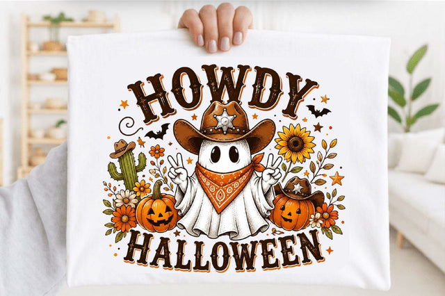 Howdy Halloween Ghost Cowboy Sublimation PNG Sublimation SVGArt 