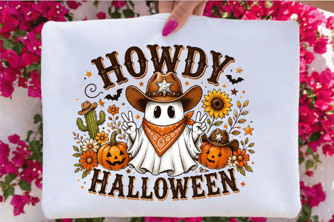Howdy Halloween Ghost Cowboy Sublimation PNG Sublimation SVGArt 