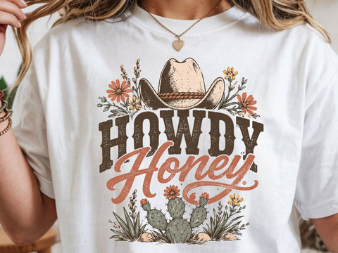 Howdy honey Png, Western sublimation design, Country girl shirt print, Western DTG design, retro western Png, Cowgirl shirt design SVG DesignDestine 