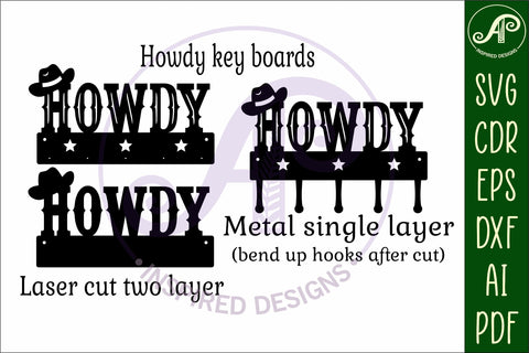 HOWDY Key holder designs for wood and metal SVG APInspireddesigns 