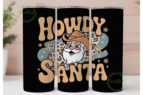Howdy Santa 20oz Tumbler Wrap Sublimation PixelChick 