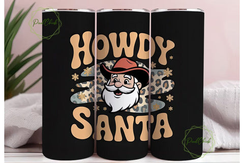 Howdy Santa 20oz Tumbler Wrap Sublimation PixelChick 