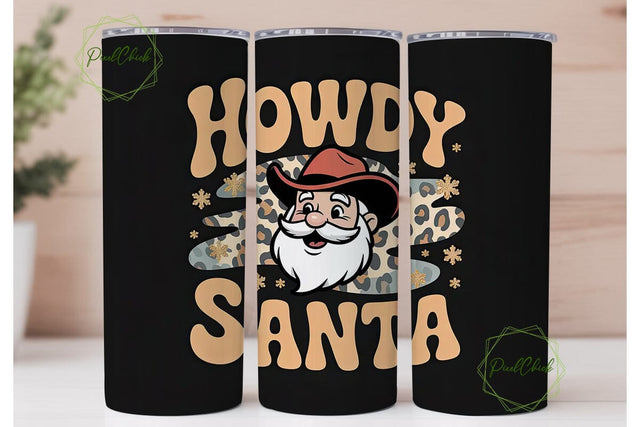 Howdy Santa 20oz Tumbler Wrap Sublimation PixelChick 