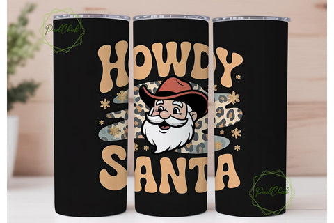 Howdy Santa 20oz Tumbler Wrap Sublimation PixelChick 