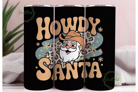 Howdy Santa 20oz Tumbler Wrap Sublimation PixelChick 