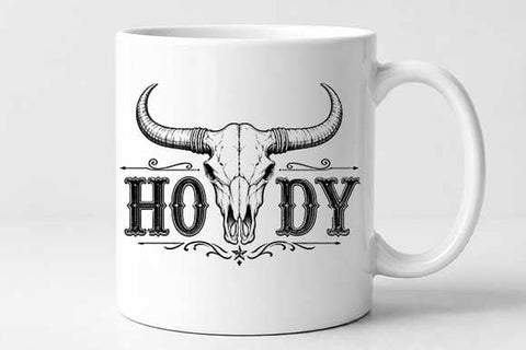 Howdy Skull PNG | Western Longhorn Skull Sublimation PNG SVG BillahCrafts 