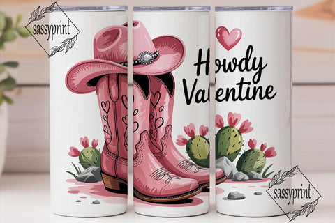 Howdy Valentine 20oz Tumbler Wrap Sublimation sassyprint 