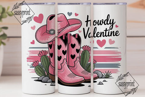 Howdy Valentine 20oz Tumbler Wrap Sublimation sassyprint 