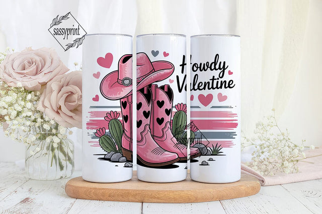 Howdy Valentine 20oz Tumbler Wrap Sublimation sassyprint 