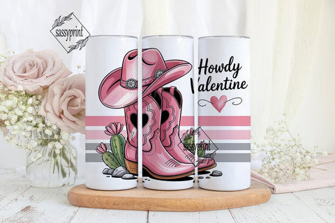 Howdy Valentine 20oz Tumbler Wrap Sublimation sassyprint 