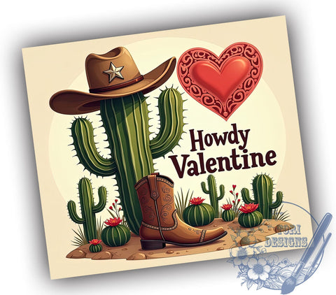 Howdy Valentine Tumbler Wrap, Valentine Tumbler, Howdy Valentine, 20oz Tumbler Wrap, Sublimation Design, Cute Valentine Gift, Western Decor, Love Drinkware Sublimation ToriDesigns 