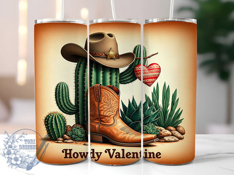 Howdy Valentine Tumbler Wrap, Valentine Tumbler, Howdy Valentine, 20oz Tumbler Wrap, Sublimation Design, Cute Valentine Gift, Western Decor, Love Drinkware Sublimation ToriDesigns 