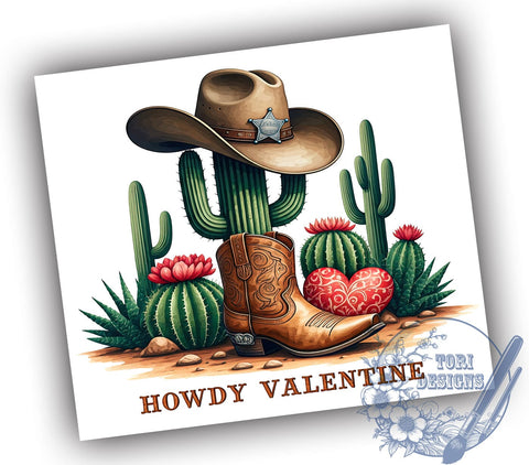 Howdy Valentine Tumbler Wrap, Valentine Tumbler, Howdy Valentine, 20oz Tumbler Wrap, Sublimation Design, Cute Valentine Gift, Western Decor, Love Drinkware Sublimation ToriDesigns 