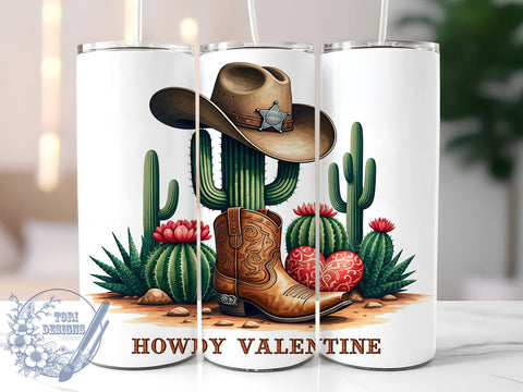 Howdy Valentine Tumbler Wrap, Valentine Tumbler, Howdy Valentine, 20oz Tumbler Wrap, Sublimation Design, Cute Valentine Gift, Western Decor, Love Drinkware Sublimation ToriDesigns 
