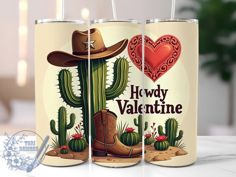 Howdy Valentine Tumbler Wrap, Valentine Tumbler, Howdy Valentine, 20oz Tumbler Wrap, Sublimation Design, Cute Valentine Gift, Western Decor, Love Drinkware Sublimation ToriDesigns 