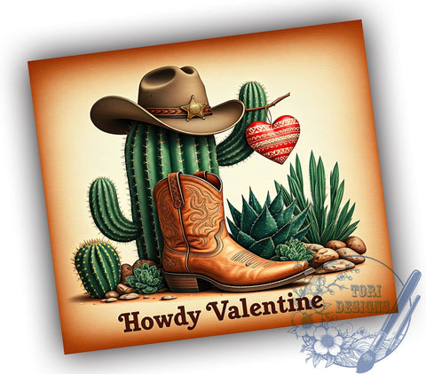 Howdy Valentine Tumbler Wrap, Valentine Tumbler, Howdy Valentine, 20oz Tumbler Wrap, Sublimation Design, Cute Valentine Gift, Western Decor, Love Drinkware Sublimation ToriDesigns 