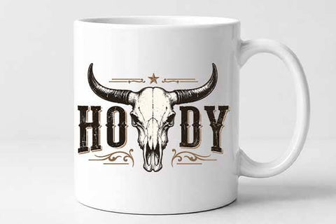Howdy Western Buffalo Skull Sublimation PNG SVG BillahCrafts 