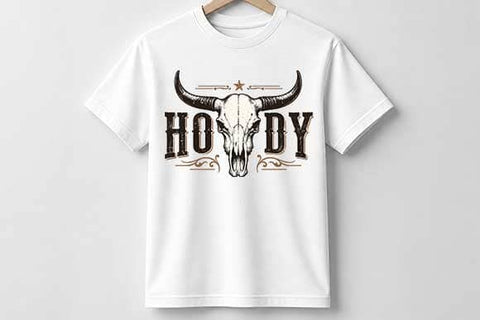 Howdy Western Buffalo Skull Sublimation PNG SVG BillahCrafts 