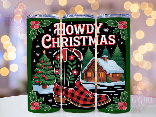 Howdy Western Christmas Tumbler, Howdy Holiday Design, Cowboy Christmas Art, 20Oz Sublimation, Western Tumbler Wrap, Rustic Christmas Theme, Festive Western Printable Sublimation SvggirlplusArt 