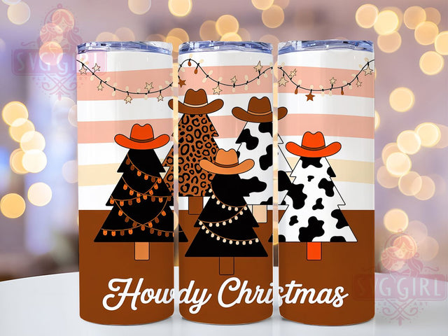 Howdy Western Christmas Tumbler, Western Cowboy Wrap, Country Holiday Mug Design, Sublimation Wrap, Rustic Drinkware, Festive Western Gift, Sparkly Christmas Cup Sublimation SvggirlplusArt 