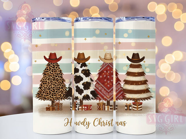 Howdy Western Christmas Tumbler, Western Cowboy Wrap, Country Holiday Mug Design, Sublimation Wrap, Rustic Drinkware, Festive Western Gift, Sparkly Christmas Cup Sublimation SvggirlplusArt 