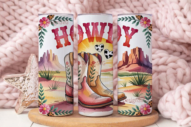 Howdy Western Tumbler Wrap Sublimation DesignSVG 
