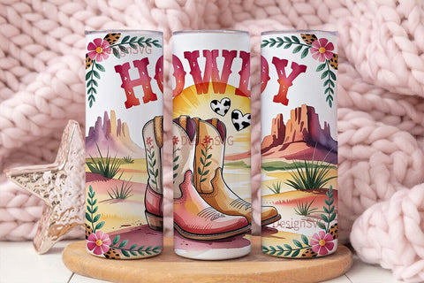 Howdy Western Tumbler Wrap Sublimation DesignSVG 