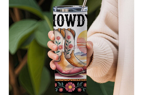 Howdy Western Tumbler Wrap Sublimation DesignSVG 