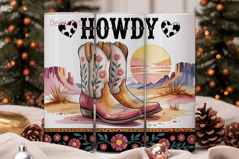 Howdy Western Tumbler Wrap Sublimation DesignSVG 